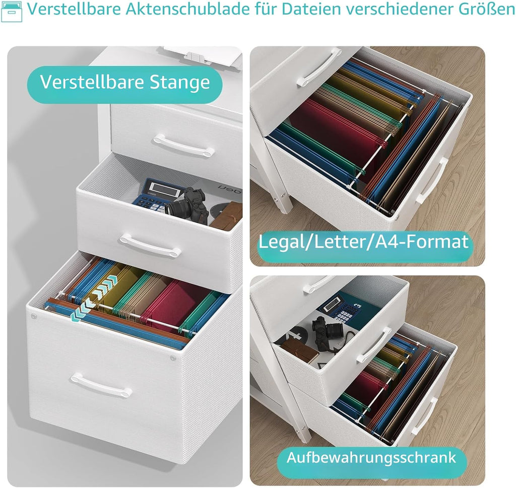 Compact Desk with 3 Drawers, White 120×50cm