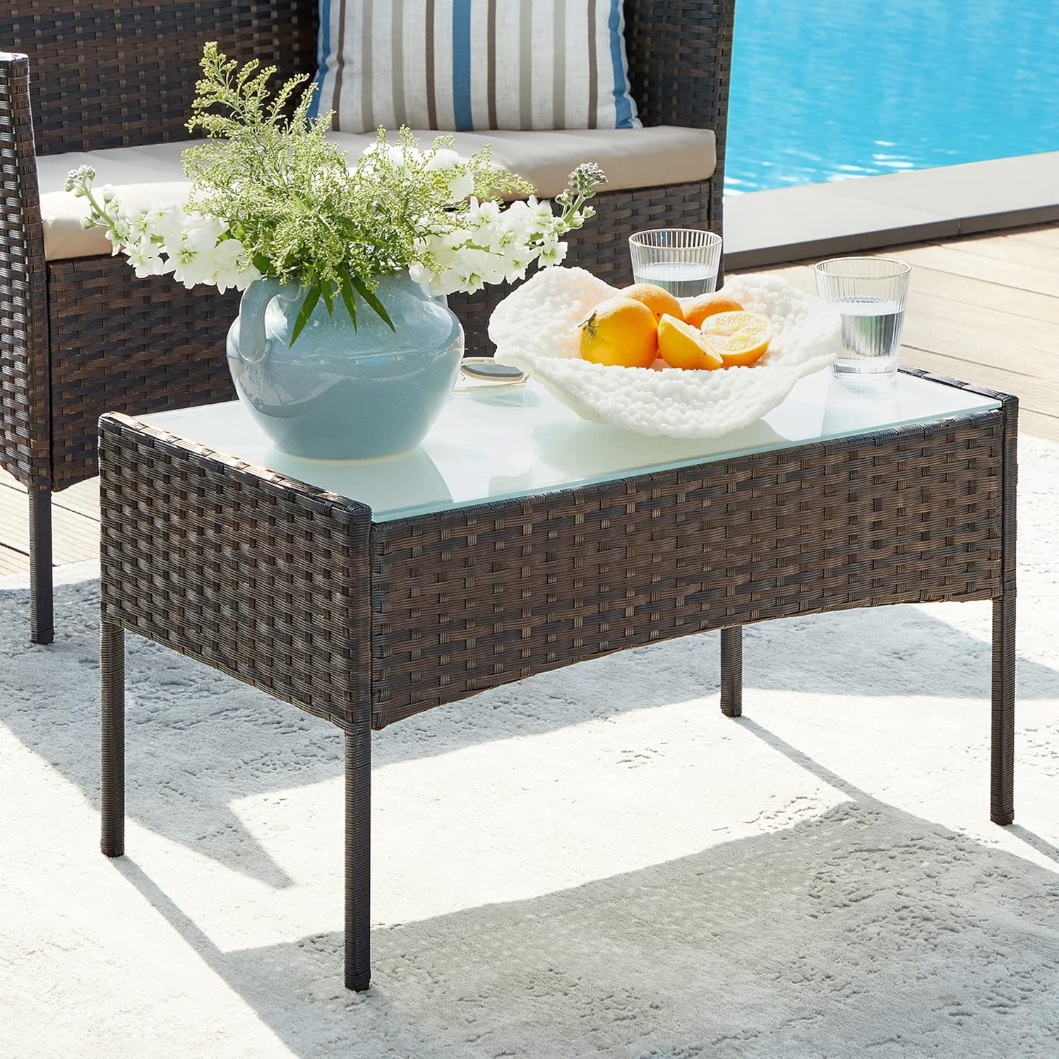 PE Rattan Balcony Furniture Set, Taupe