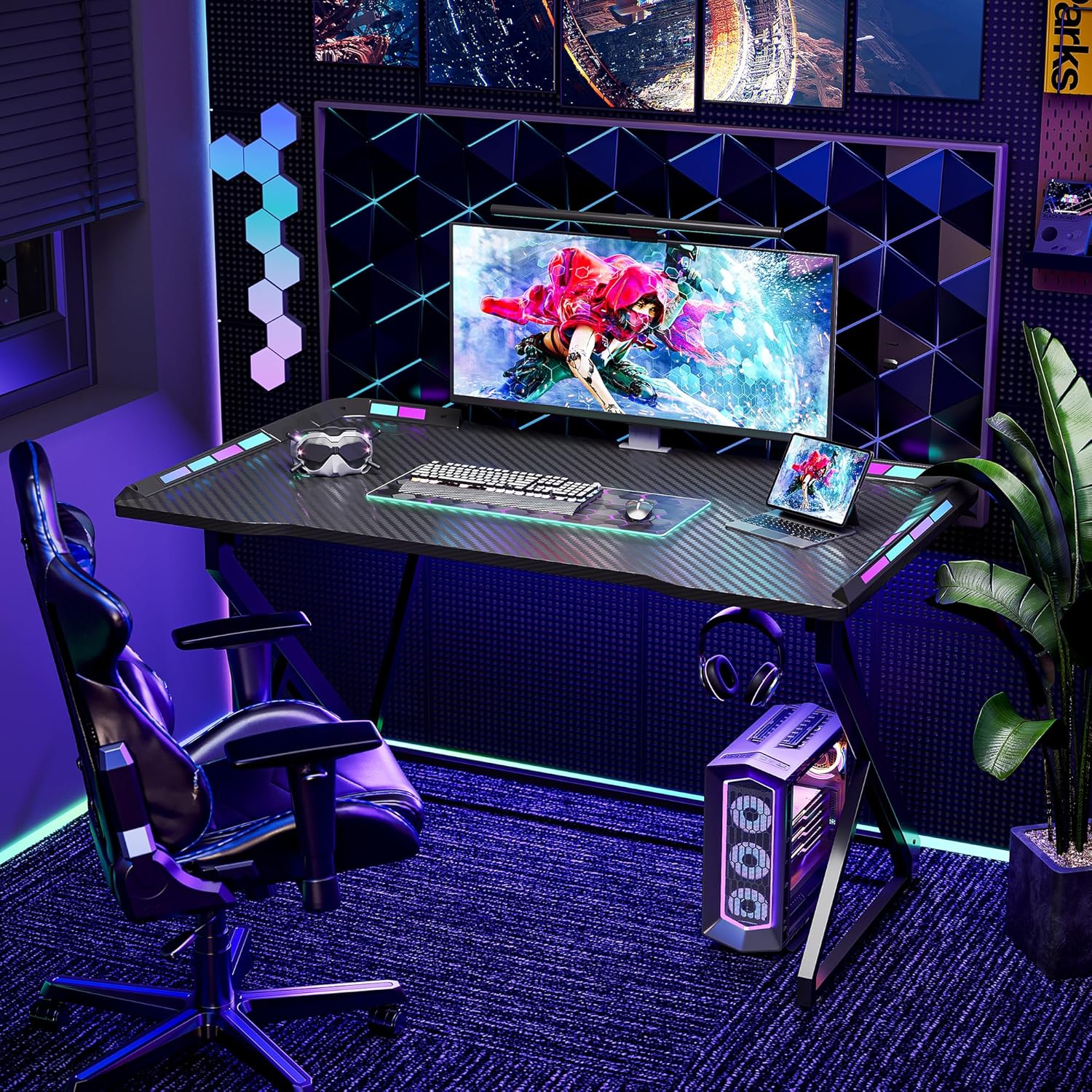 120cm Gaming Desk with LED Lighting