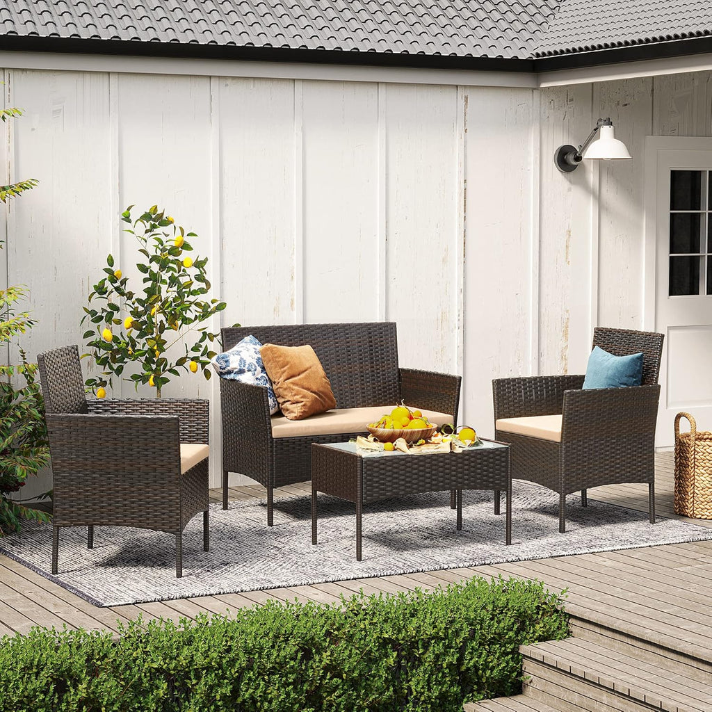 PE Rattan Balcony Furniture Set, Taupe
