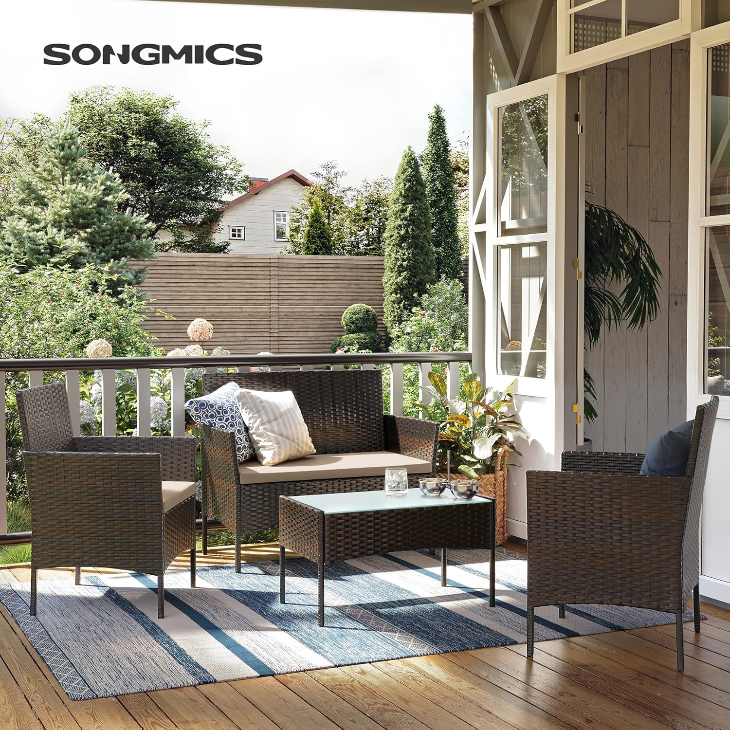 PE Rattan Balcony Furniture Set, Taupe