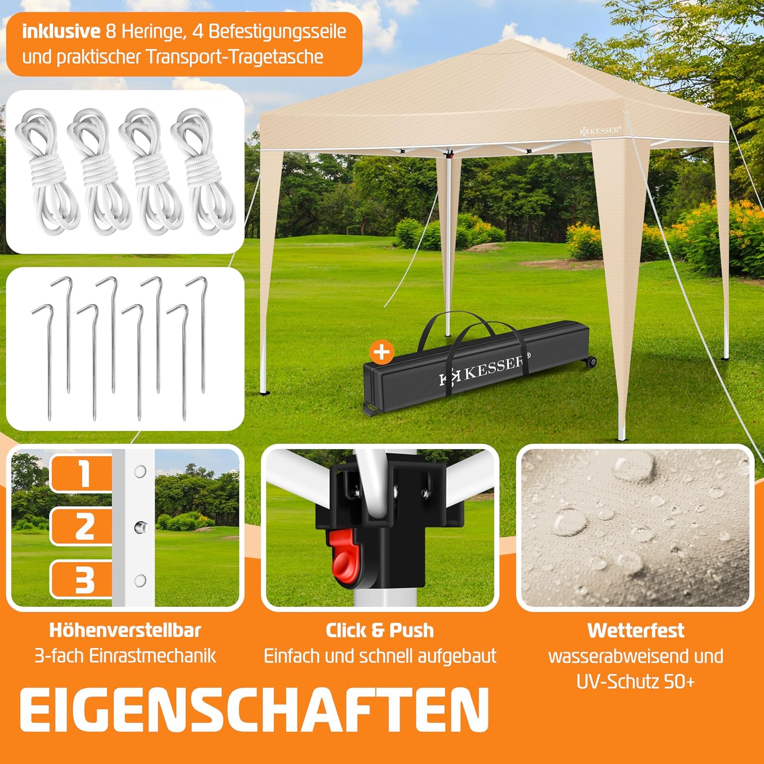 3×3m Waterproof Pop-Up Gazebo with Carry Bag