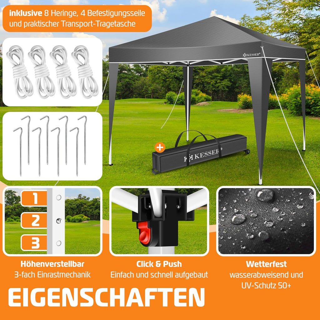 3×3m Adjustable-Height Pop-Up Gazebo
