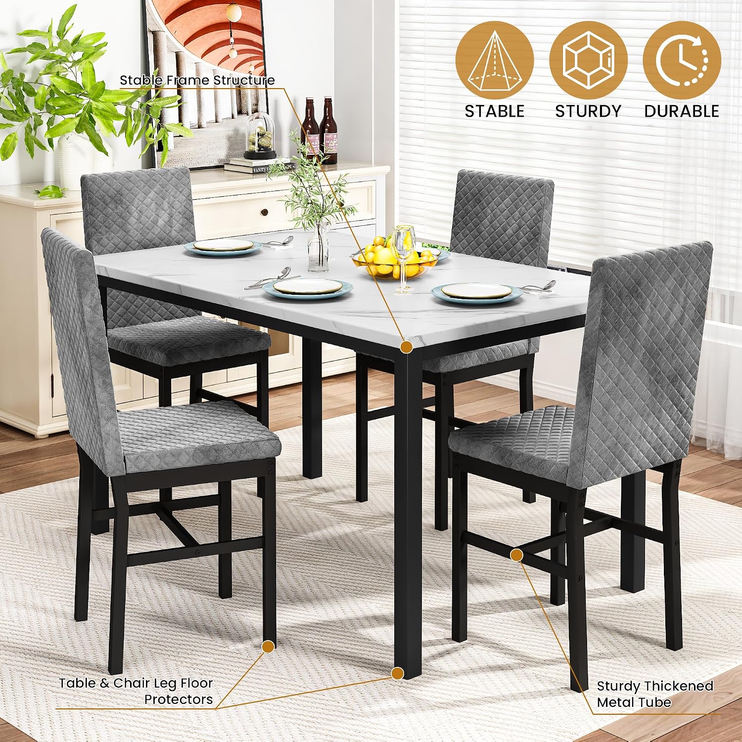 Dining Table and Chairs Set 4