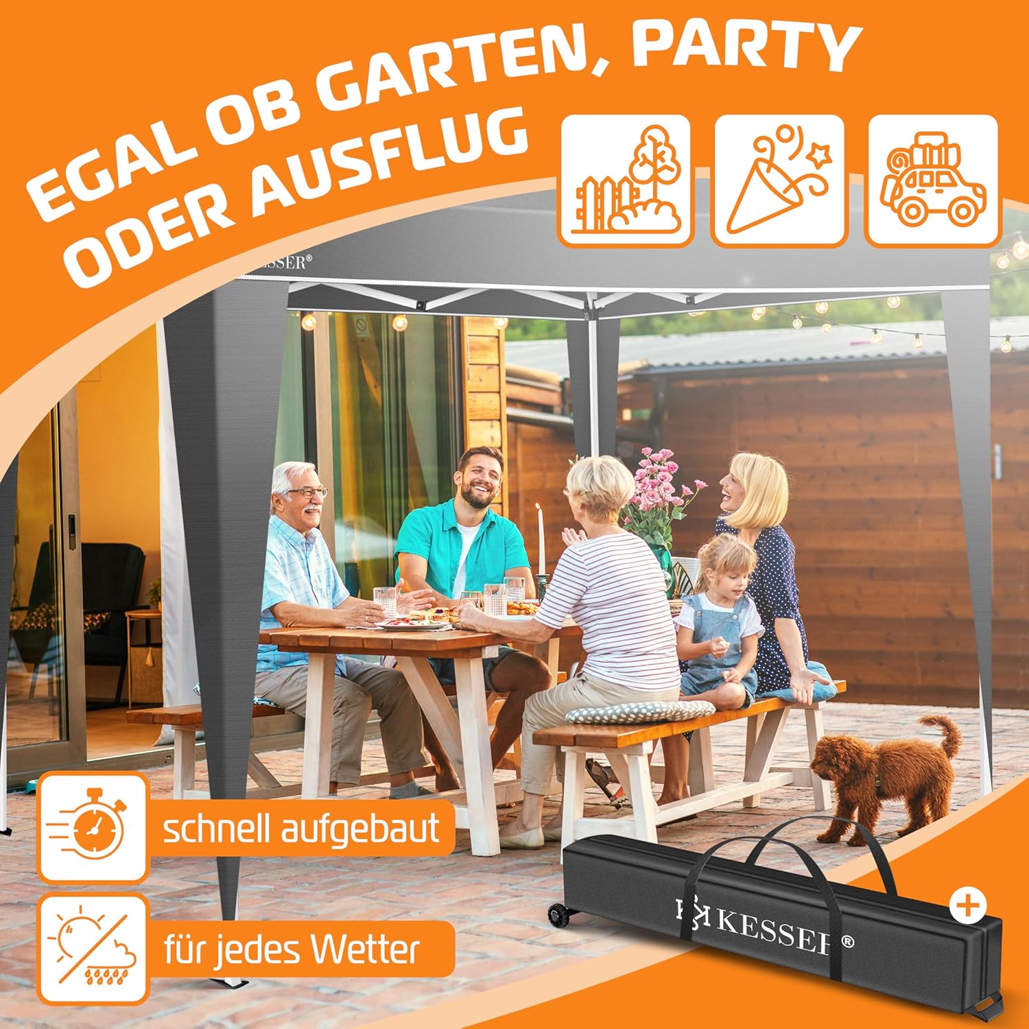 3×3m Adjustable-Height Pop-Up Gazebo